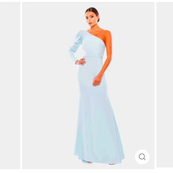 Mac Duggal Light Blue One Shoulder Dress - Picture 2 of 16